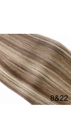 110 Gram 18" Hair Weave/Weft Colour #8&22 Light Brown & Blonde Streak (Full Head)